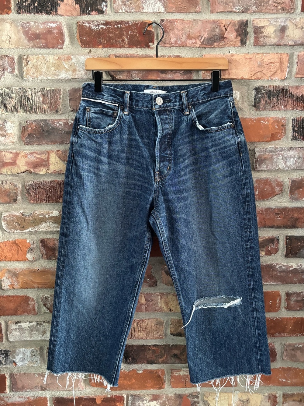 Moussy Vintage Wide Leg Capri Crop Jeans, 28